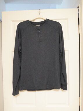 01.ALGO Performance Long Sleeve Henley Shirt Gray Size M